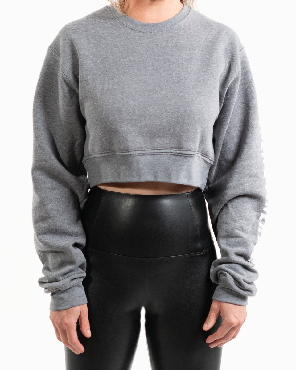 Cropped hot sale sweatshirt grey