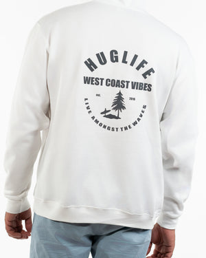The Chris / Unisex White Hoodie / Charcoal West Coast Vibes