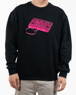 The Teddy /  Black Unisex Crewneck Sweatshirt / Mix Tape Graphic / Puff Neon Pink