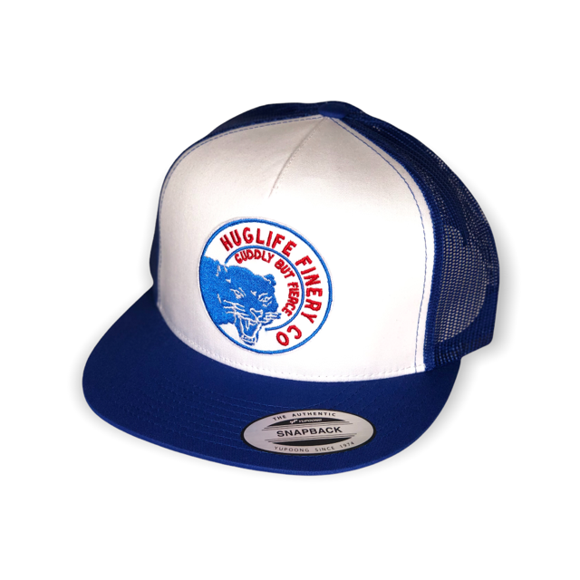 Blue and White Trucker / Red and Blue Panther